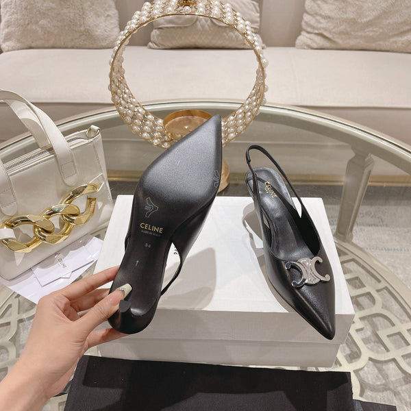 HIGH SLINGBACK 5 CM IN BLACK CALFSKIN