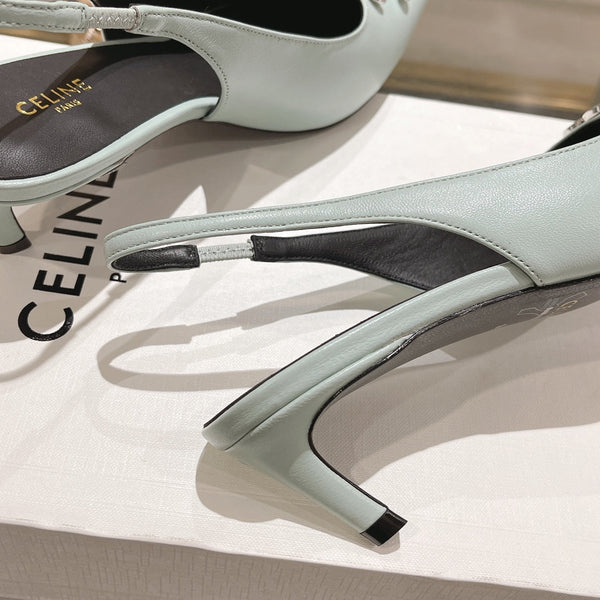 HIGH SLINGBACK 5 CM IN POWDER BLUE CALFSKIN
