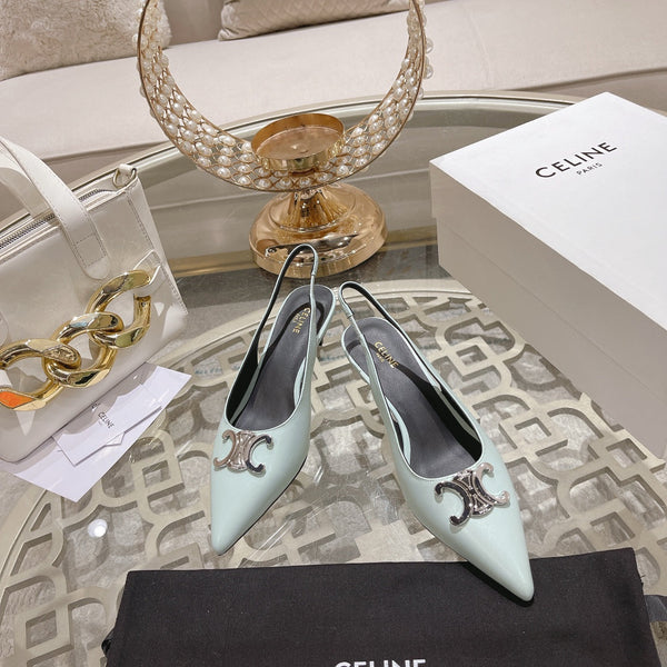 HIGH SLINGBACK 5 CM IN POWDER BLUE CALFSKIN