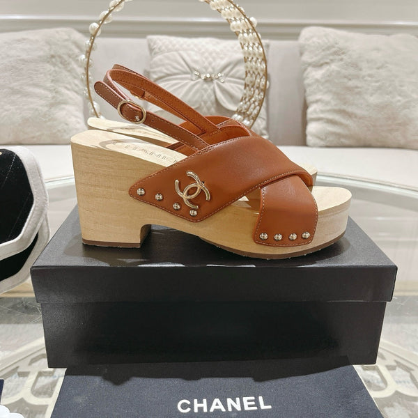 platform sandal 90 cross brown calfskin