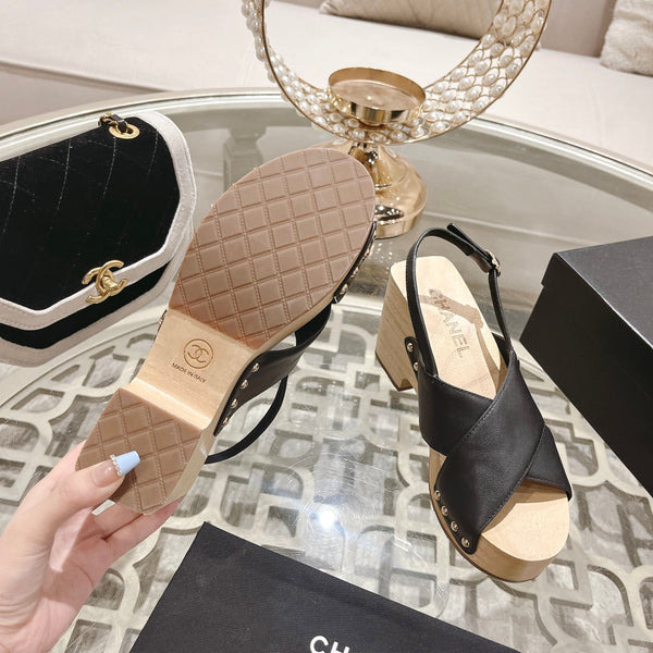 platform sandal 90 cross black calfskin