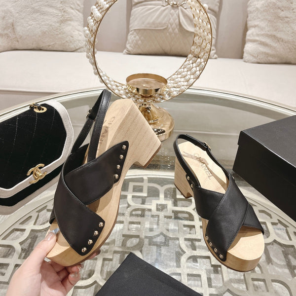platform sandal 90 cross black calfskin