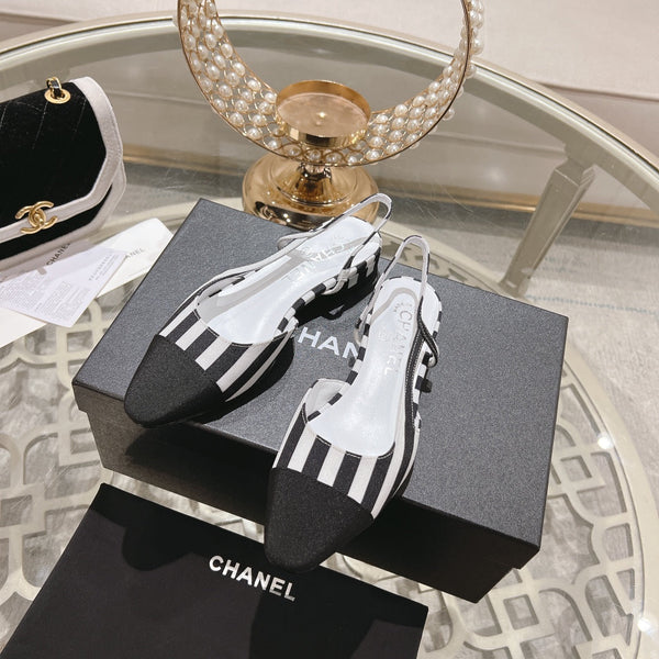 CC SLINGBACK IN WHITE MIX BLACK FABRIC