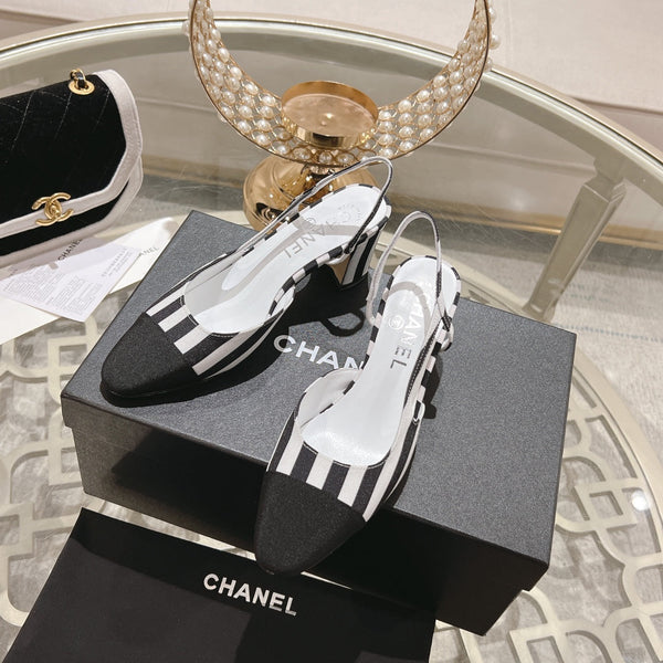 CC HIGH SLINGBACK IN WHITE MIX BLACK FABRIC