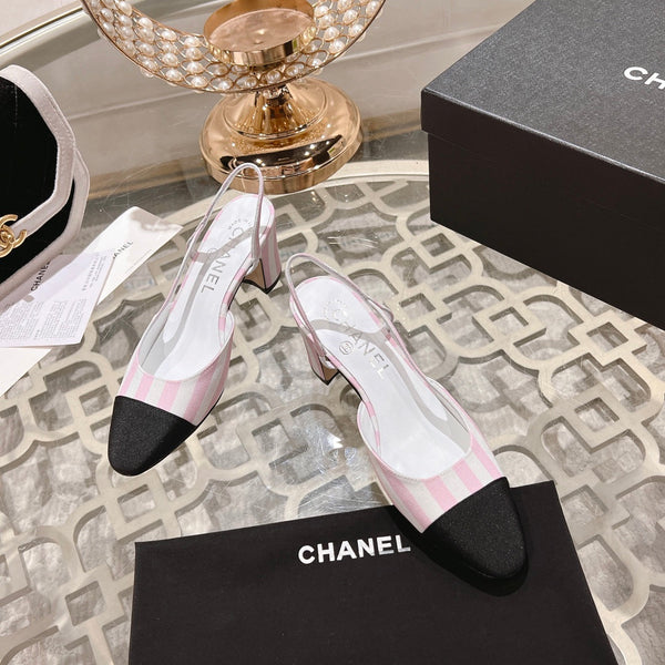 CC HIGH SLINGBACK IN WHITE MIX LIGHT PINK FABRIC