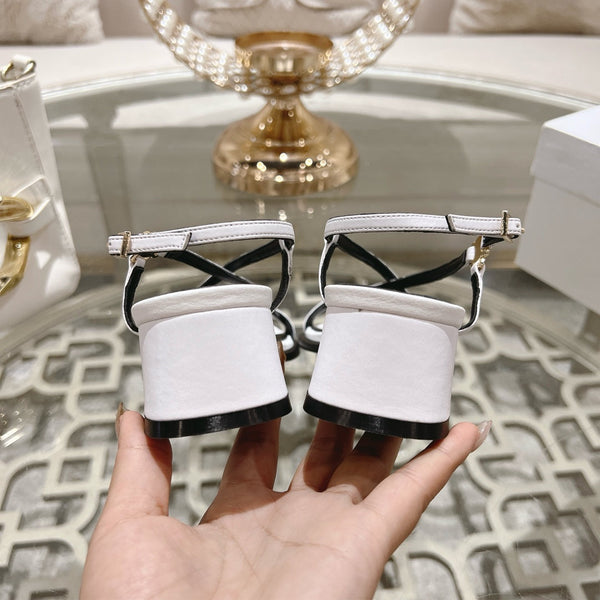 HIGH SANDAL 45MM IN WHITE LAMBSKIN