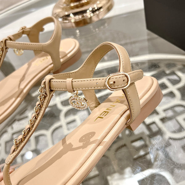 CC 2024 thong sandal beige lambskin 189953