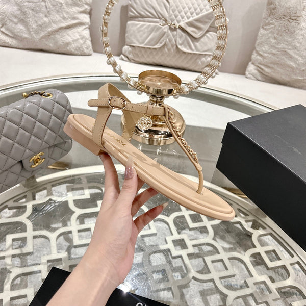 CC 2024 thong sandal beige lambskin 189953