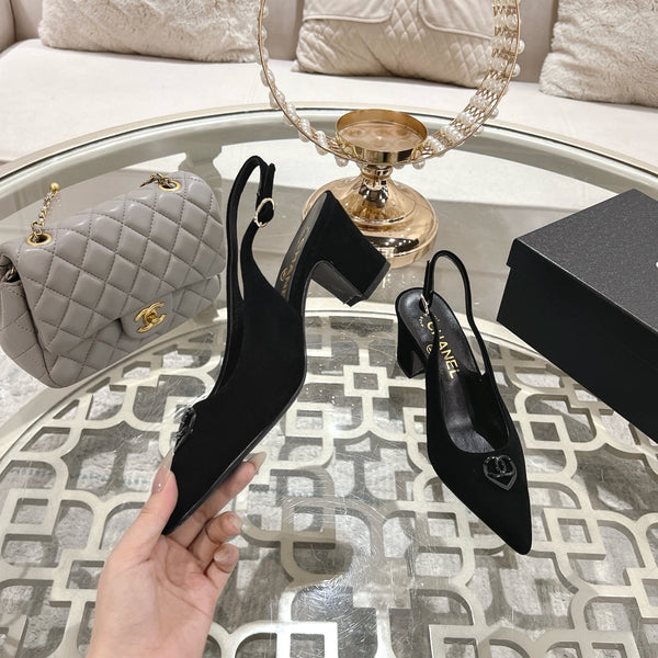 CC 25C Slingback Flats Black Suede 213333