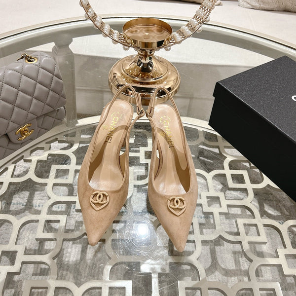 CC 25C Slingback Flats Cream Suede 213334