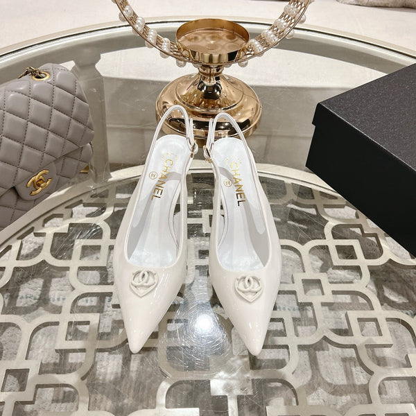 CC 25C Slingback Flats White Patent Leather 213336