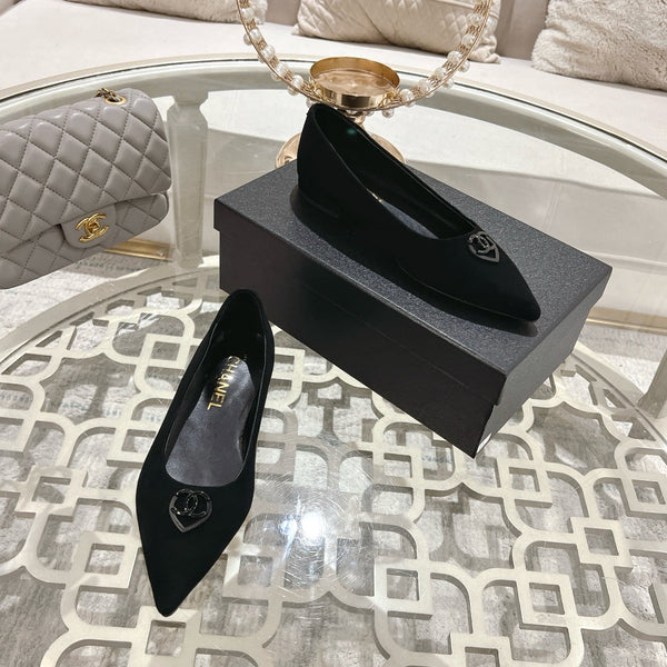 CC 25C Ballet Flats Black Suede 213337