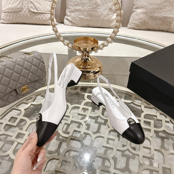 CC 25ss Slingbacks 35mm White Lambskin & Sheepskin 432605