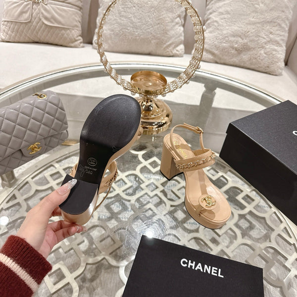 CC 25 Sandal Platform Heels Nude Lambskin 268973