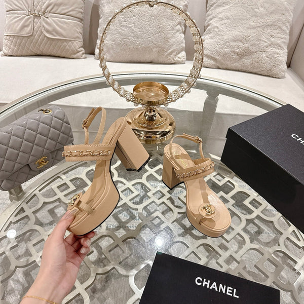 CC 25 Sandal Platform Heels Nude Lambskin 268973