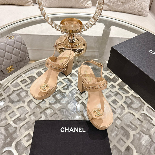 CC 25 Sandal Platform Heels Nude Lambskin 268973
