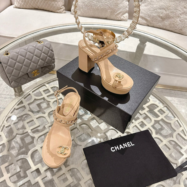 CC 25 Sandal Platform Heels Nude Lambskin 268973