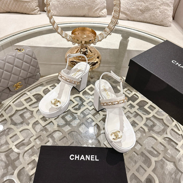 CC 25 Sandal Platform Heels White Lambskin 268974