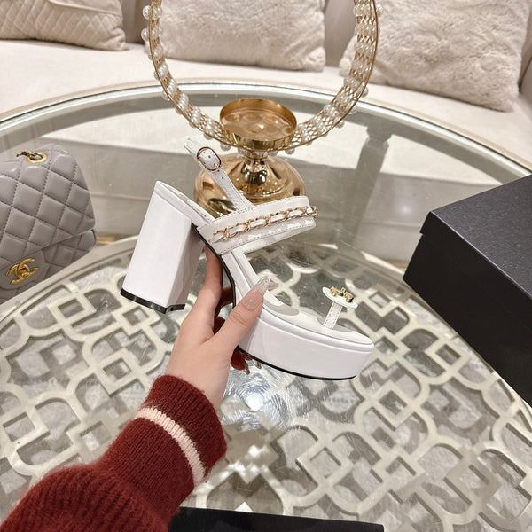 CC 25 Sandal Platform Heels White Lambskin 268974