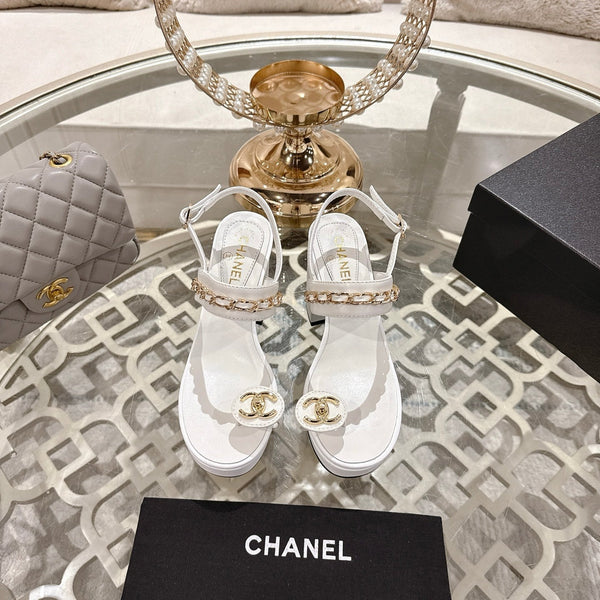 CC 25 Sandal Platform Heels White Lambskin 268974