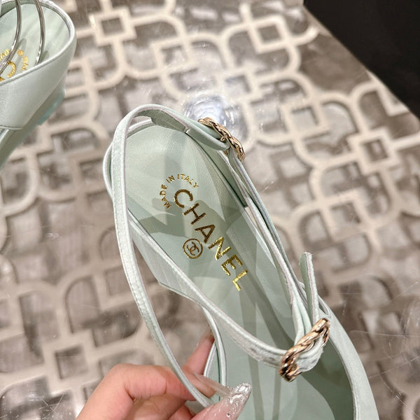 CC 25 Slingback Heel Mint Green Silk and Sheepskin 268920
