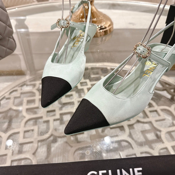 CC 25 Slingback Heel Mint Green Silk and Sheepskin 268920