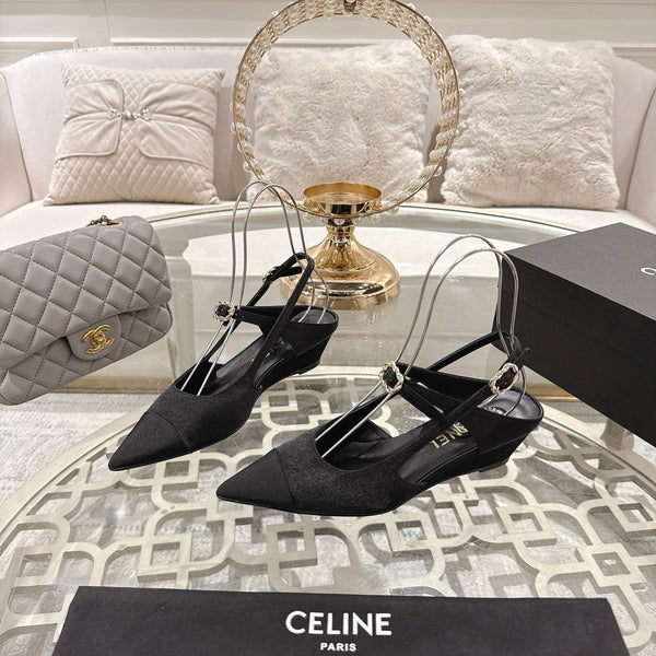CC 25 Slingback heel Black Silk and Sheepskin 268921