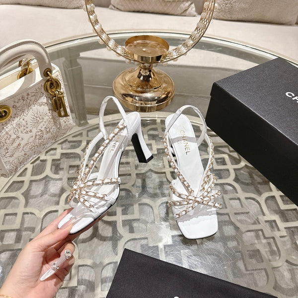 CC AW26 RTW Sandal 7cm White Lambskin 736094