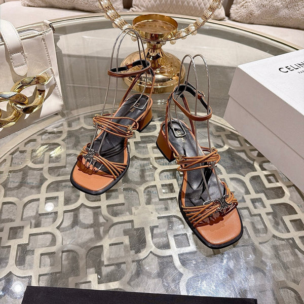 CE Clémence Triomphe Heeled Sandals Brown Leather 949366