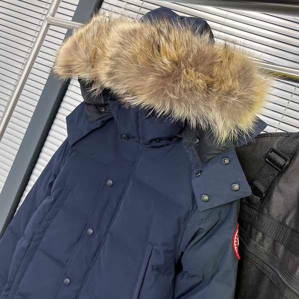 C. Goose Down Jacket Navy Blue Polyester 0022