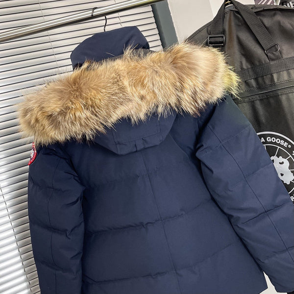 C. Goose Down Jacket Navy Blue Polyester 0022