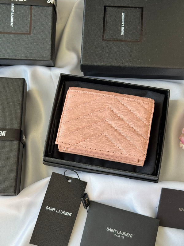 YSL Wallet Pink Gold Cowhide 240584