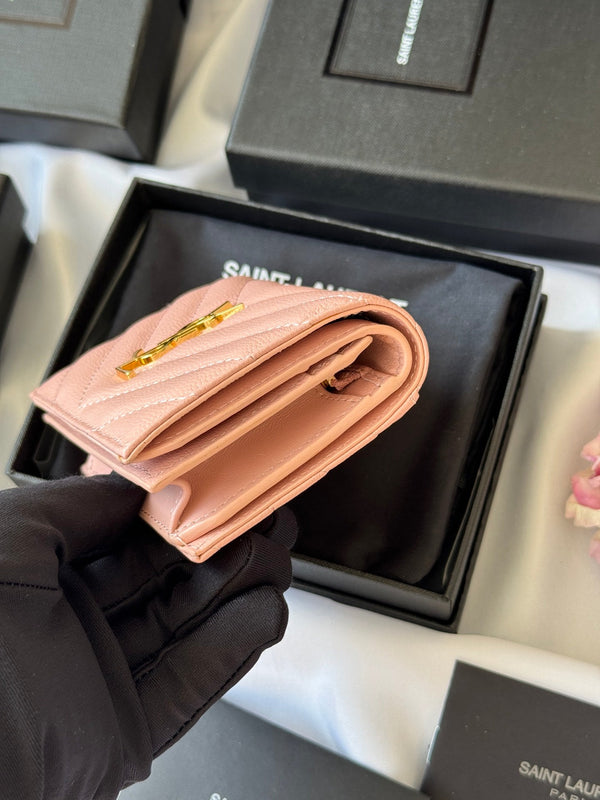 YSL Wallet Pink Gold Cowhide 240584