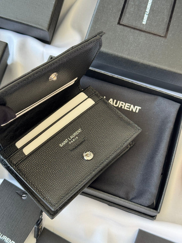 YSL Wallet Black Silver Cowhide 240574