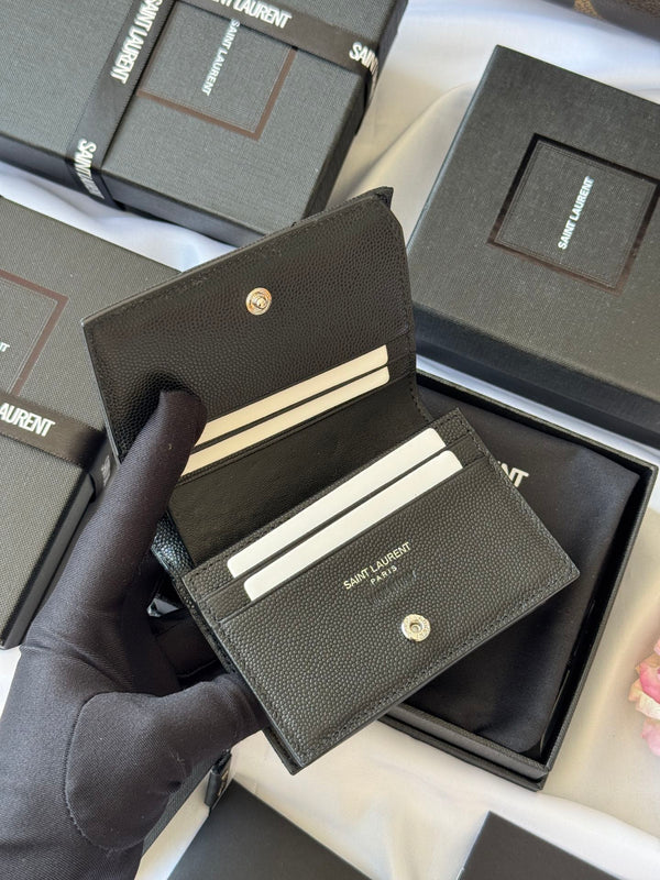 YSL Wallet Black Silver Cowhide 240574