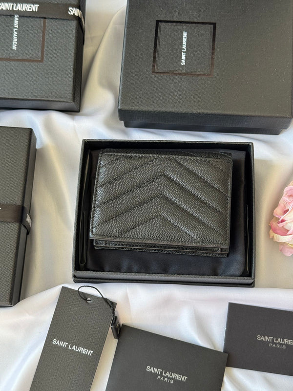 YSL Wallet Black Gold Cowhide 240572