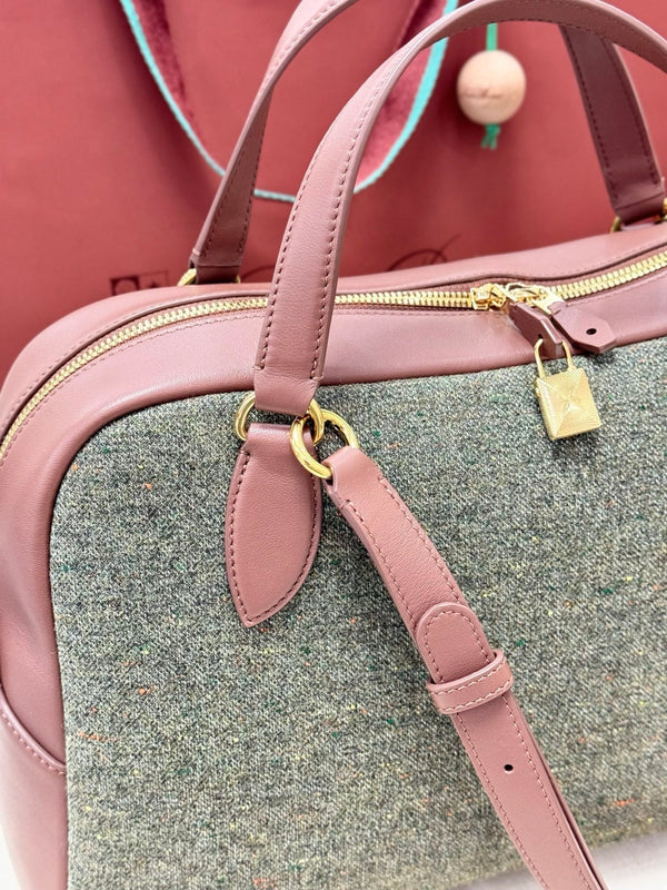 LP Needle Handbag 40.5 Muted Pink Tweed Calfskin 282253
