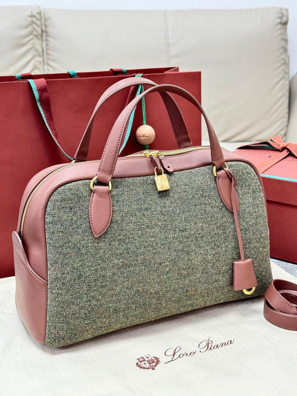 LP Needle Handbag 40.5 Muted Pink Tweed Calfskin 282253