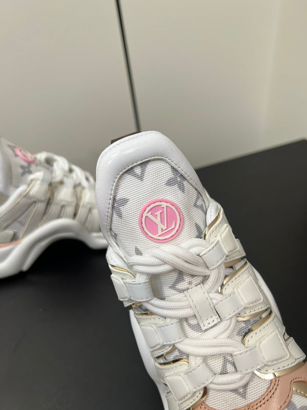 LV Archlight Sneaker 50mm White Mix Pastel Pink Monogram Jacquard Fabric
