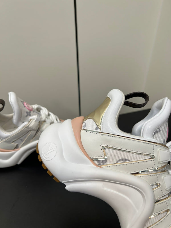 LV Archlight Sneaker 50mm White Mix Pastel Pink Monogram Jacquard Fabric