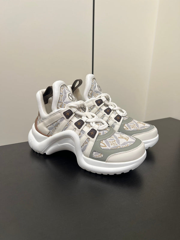 LV Archlight Sneaker 50mm White Mix Gray Brown Monogram Jacquard Fabric