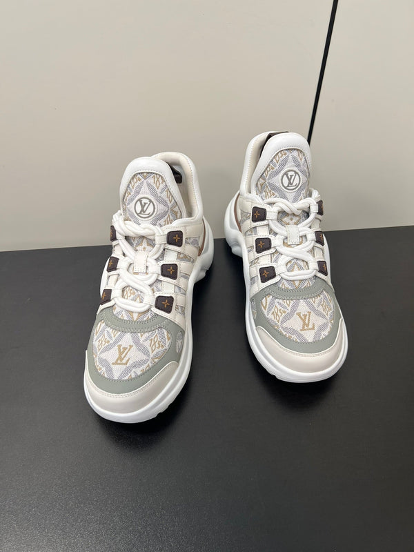 LV Archlight Sneaker 50mm White Mix Gray Brown Monogram Jacquard Fabric