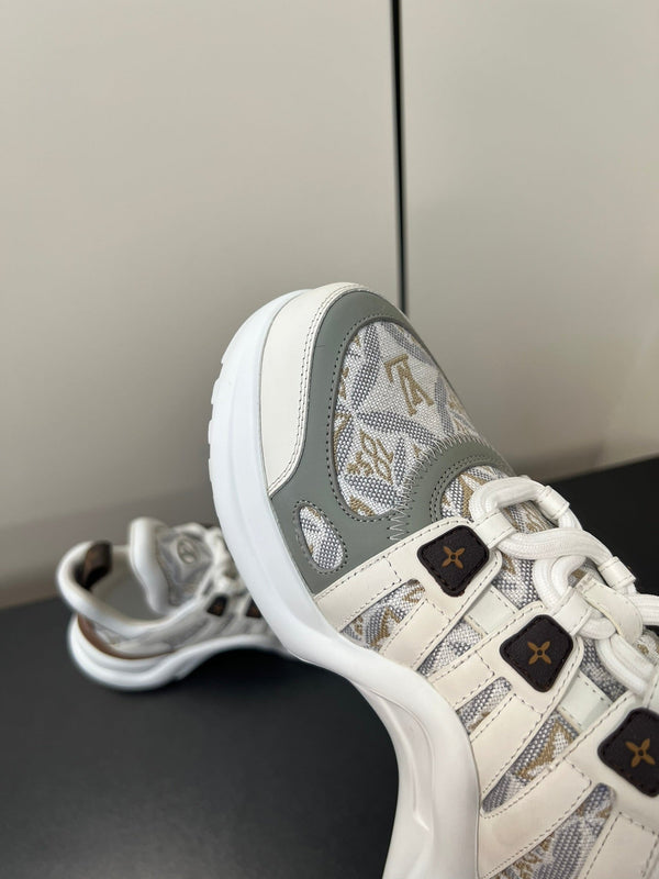 LV Archlight Sneaker 50mm White Mix Gray Brown Monogram Jacquard Fabric