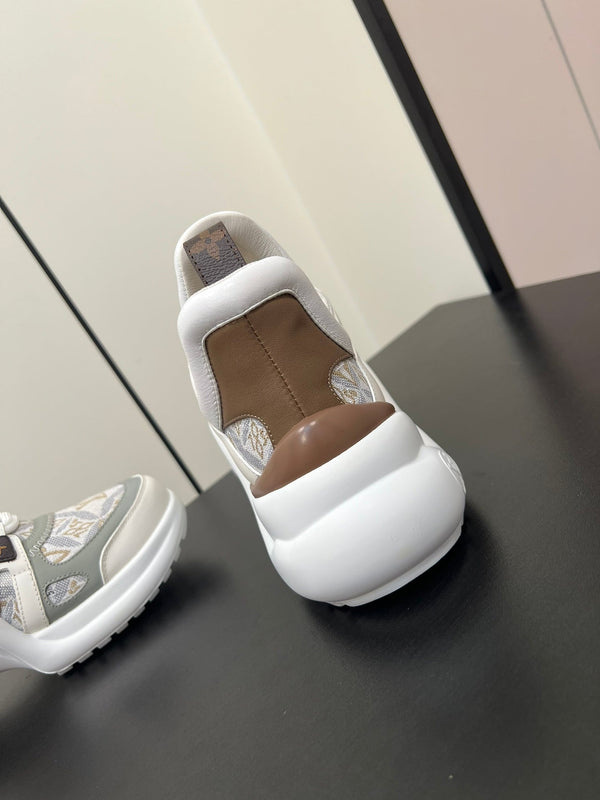 LV Archlight Sneaker 50mm White Mix Gray Brown Monogram Jacquard Fabric