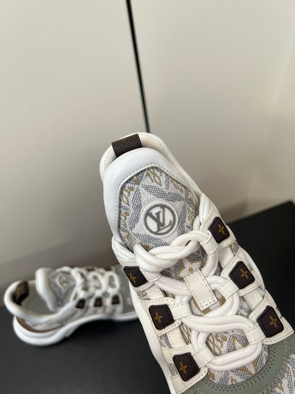 LV Archlight Sneaker 50mm White Mix Gray Brown Monogram Jacquard Fabric