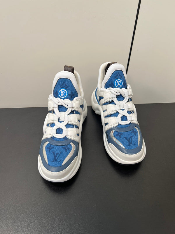 LV Archlight Sneaker 50mm White Mix Dark Blue Monogram Jacquard Fabric