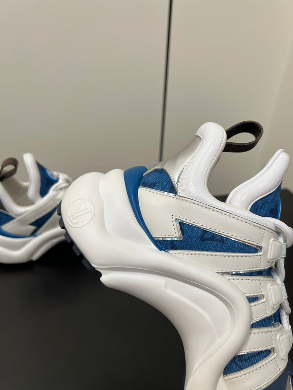 LV Archlight Sneaker 50mm White Mix Dark Blue Monogram Jacquard Fabric