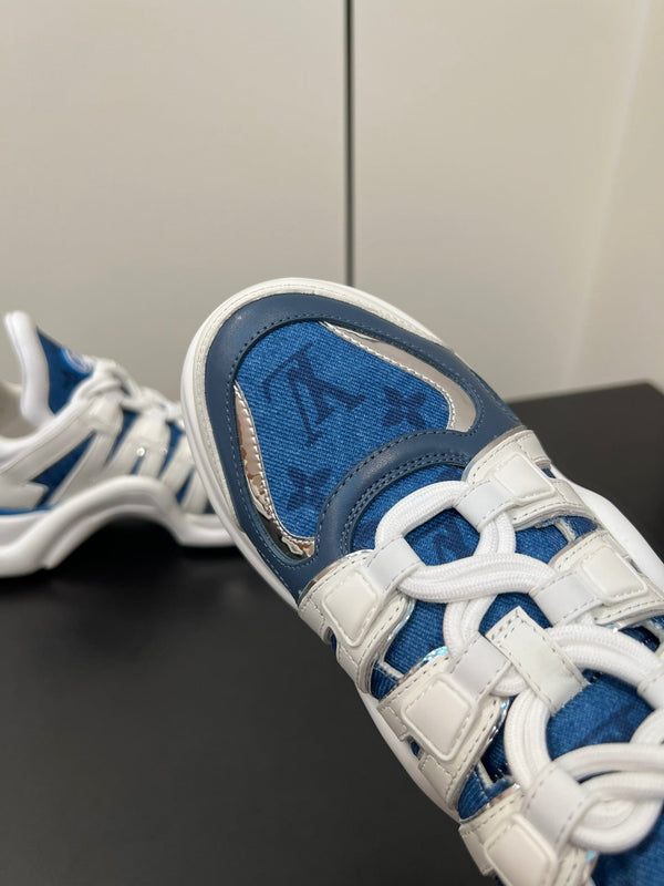 LV Archlight Sneaker 50mm White Mix Dark Blue Monogram Jacquard Fabric