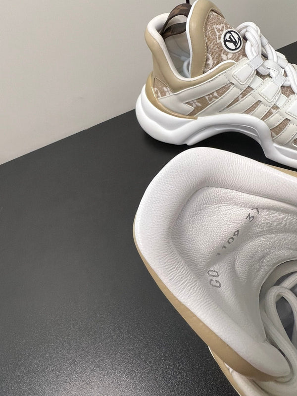 LV Archlight Sneaker 50mm White Mix Khaki Monogram Jacquard Fabric