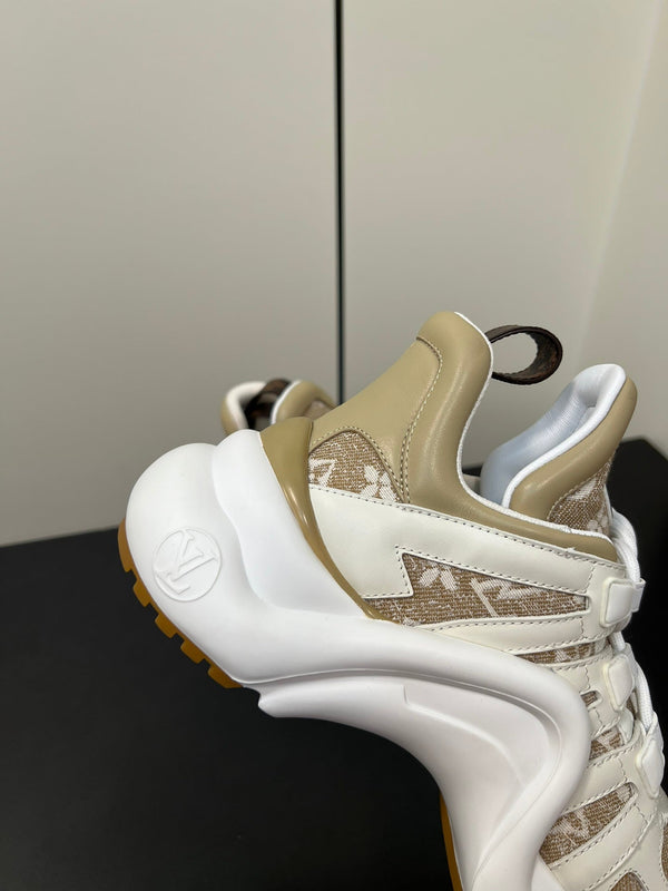 LV Archlight Sneaker 50mm White Mix Khaki Monogram Jacquard Fabric